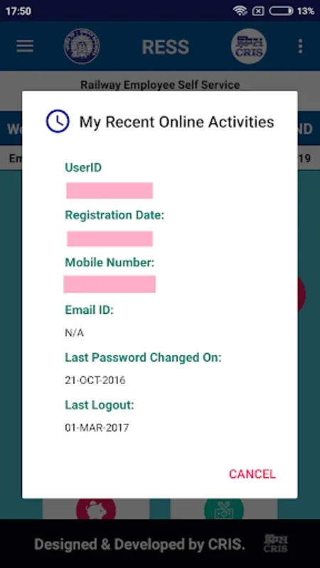 RESS for Android - Manage Indian Railway Employee Info