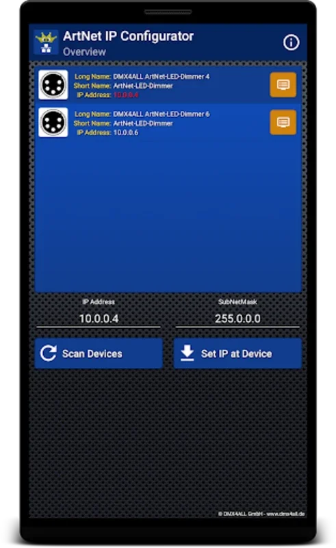 ArtNet IP Configurator for Android - No IP Range Changes Needed