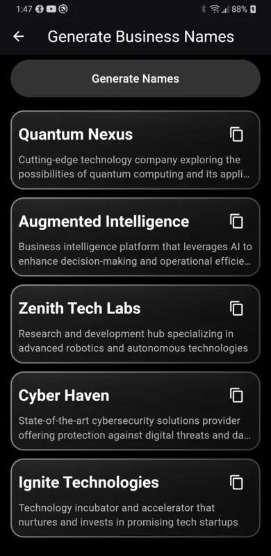 Business Name Generator for Android - AI-Powered Naming Tool