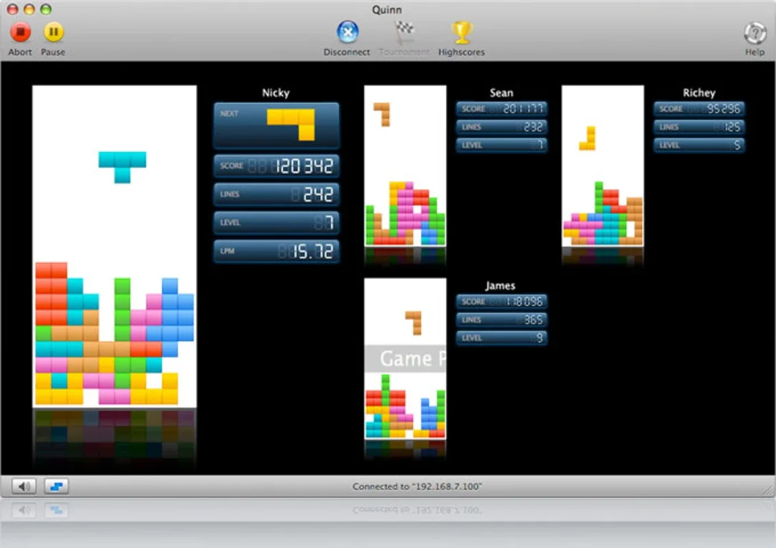 Quinn for Mac - A Tetris - like Game with Network Tournaments