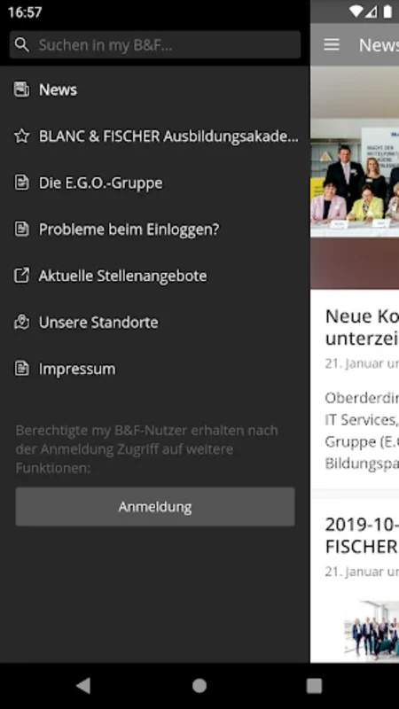 my B&F for Android - Insights into BLANC & FISCHER Holdings