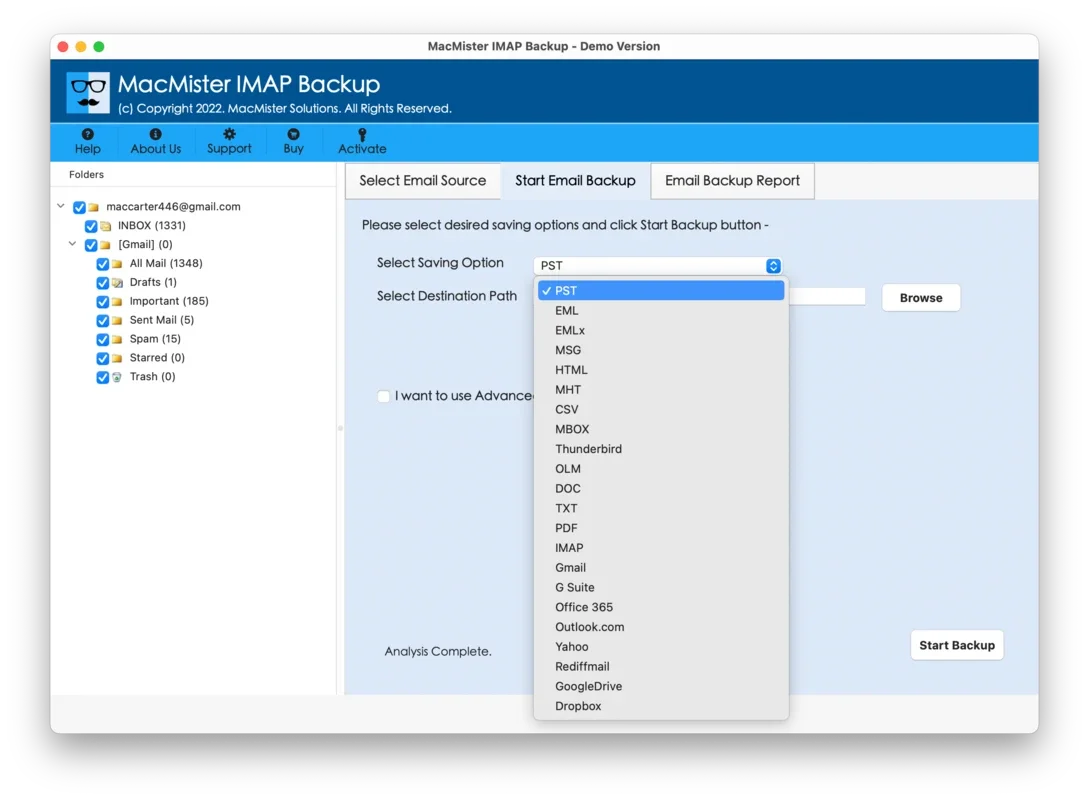 MacMister IMAP Backup for Mac - Secure IMAP Mailbox Backup