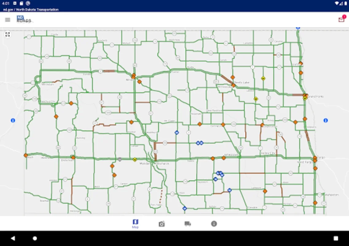 ND Roads for Android: Real-Time ND Travel Info