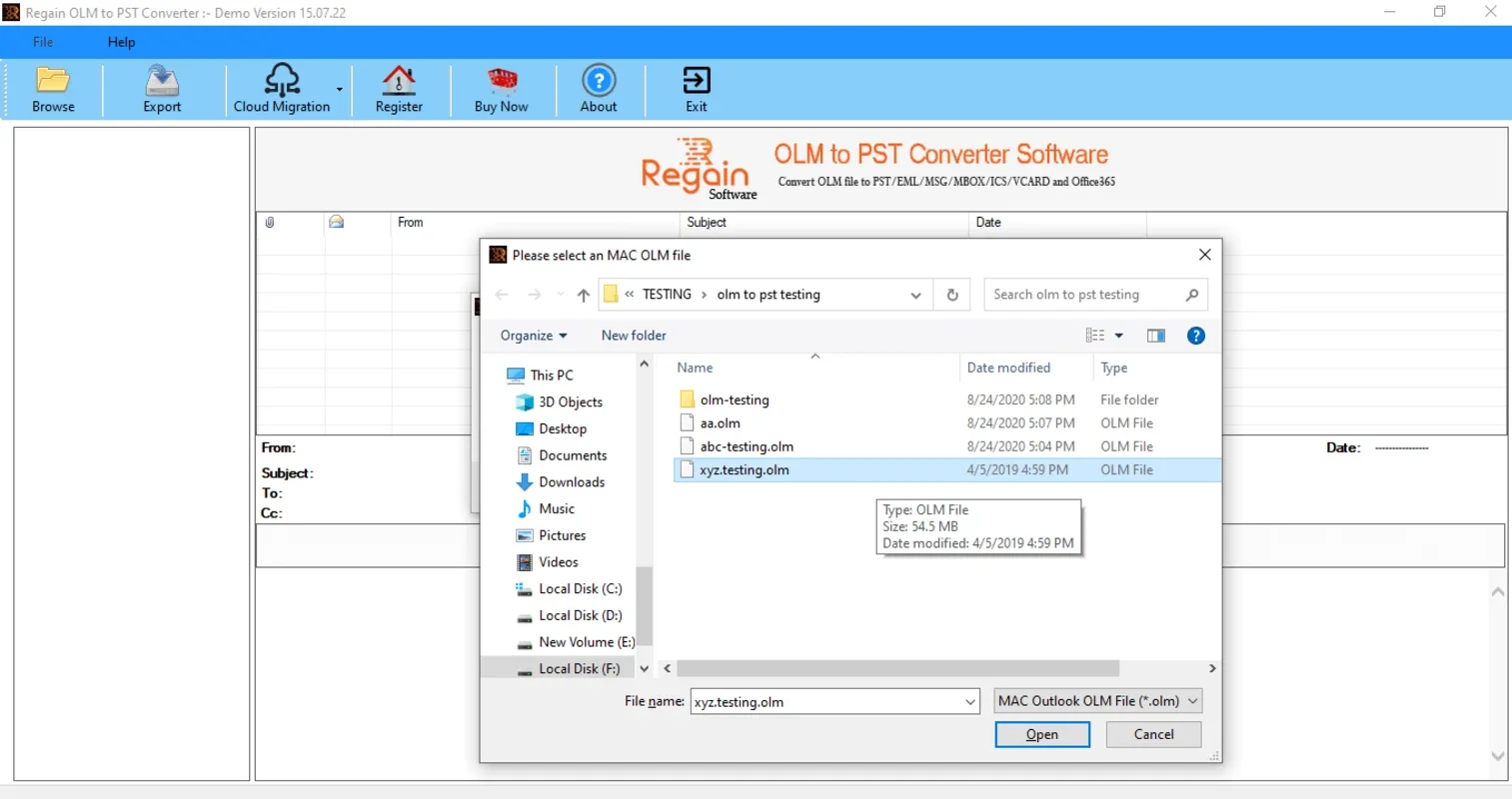 Regain OLM to PST Converter for Windows - Seamless Migration