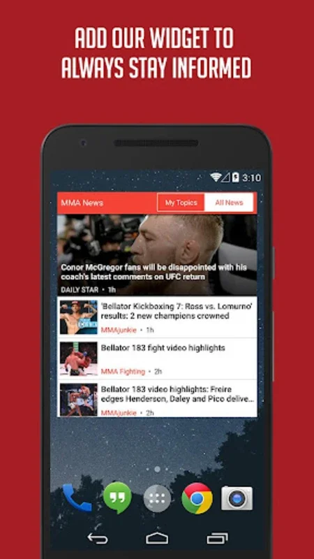 MMA Ultimate Fighting News - Sportfusion for Android - Your MMA News Hub