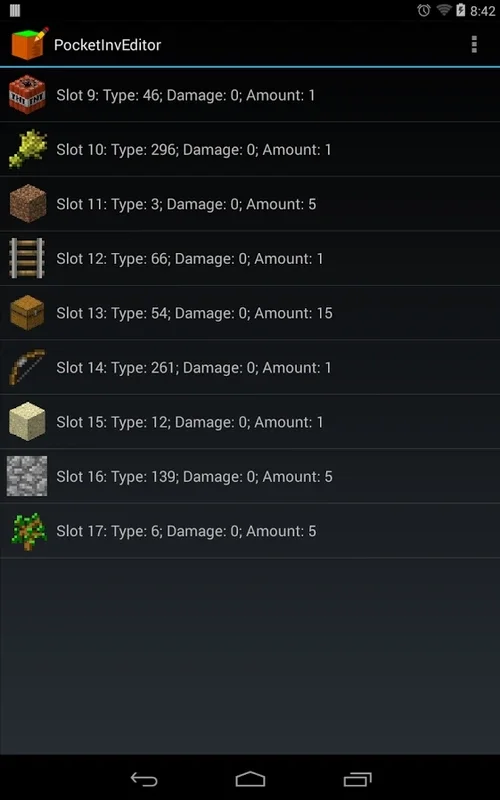 PocketInvEditor for Android: Edit Minecraft PE Inventories