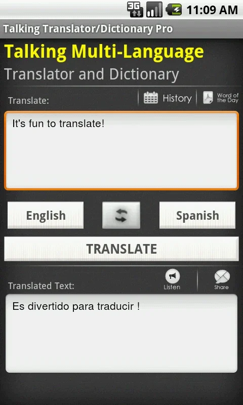 Talking Translator/Dictionary for Android: Seamless Translation