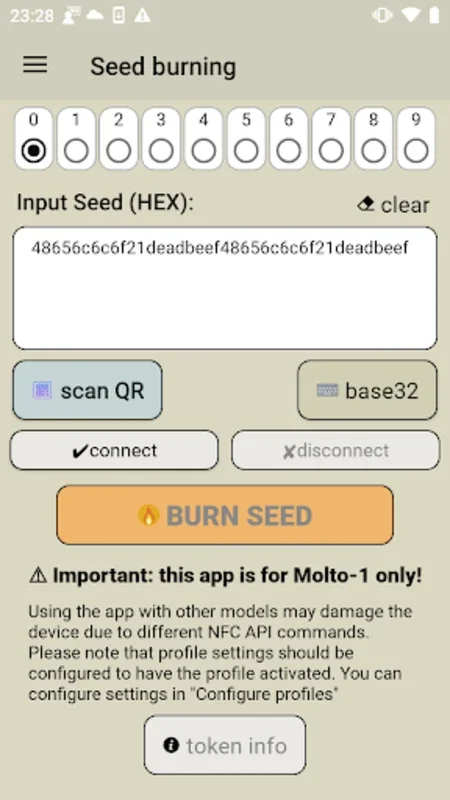 TOKEN2 NFC Burner for Molto1 for Android - Secure Token Setup