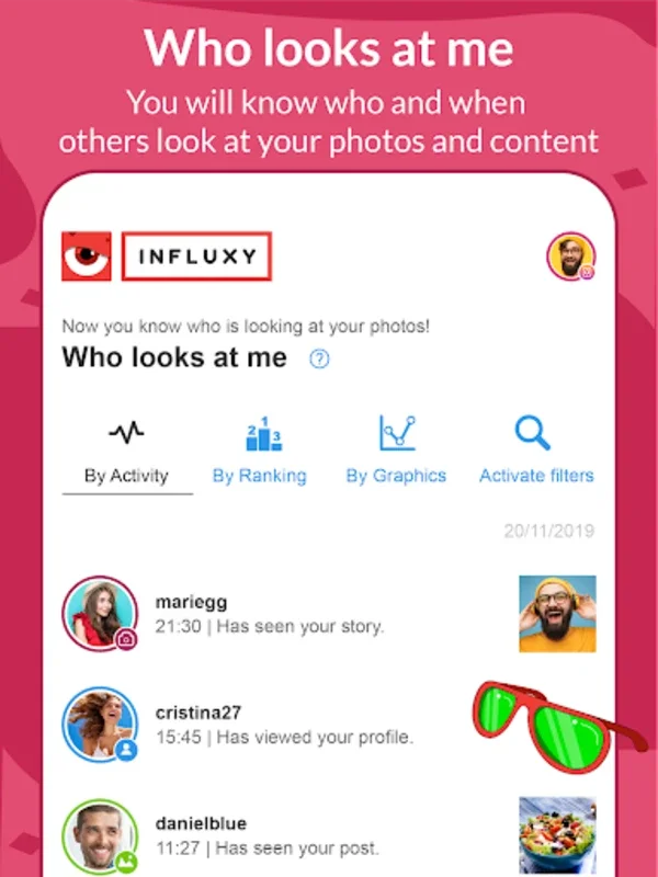 Influxy for Android: Track Social Network Followers