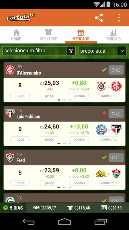 CartolaFC for Android - Enjoy Brazilian Soccer Betting