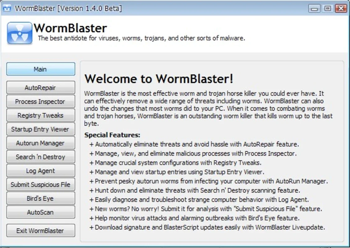 Worm Blaster: Lightweight Malware Protection for Windows