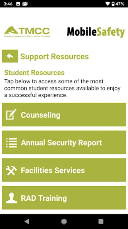 Mobile Safety - TMCC for Android: Enhancing Campus Security