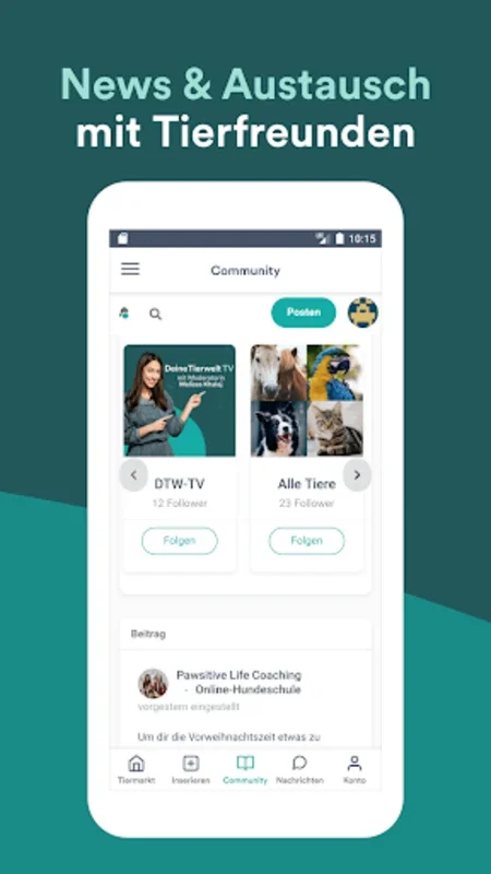 DeineTierwelt for Android - Connect with German Animal Platform