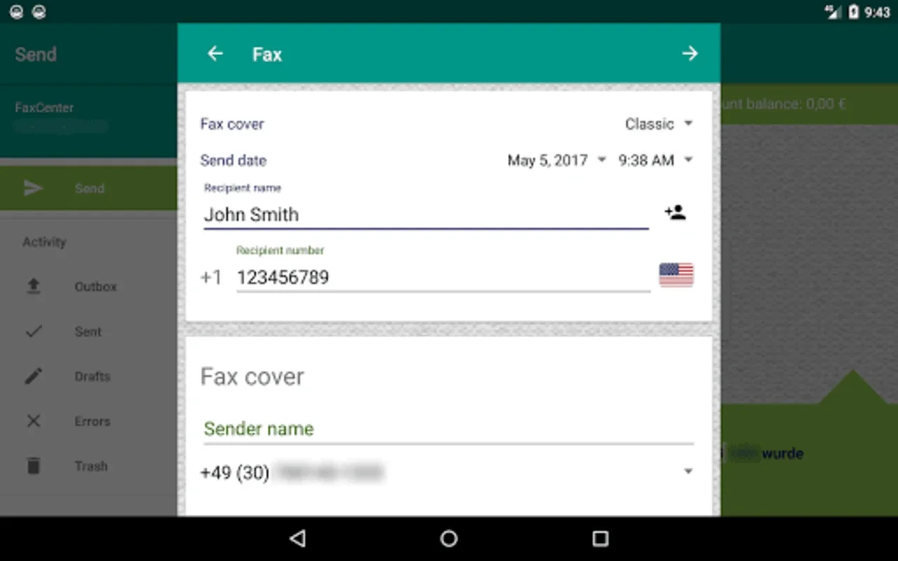 PC-FAX.com Center for Android - Send Faxes with Cloud Services