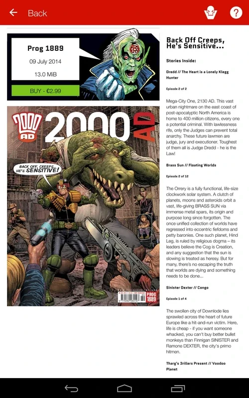 2000 AD Comics for Android - Rich Comic Content