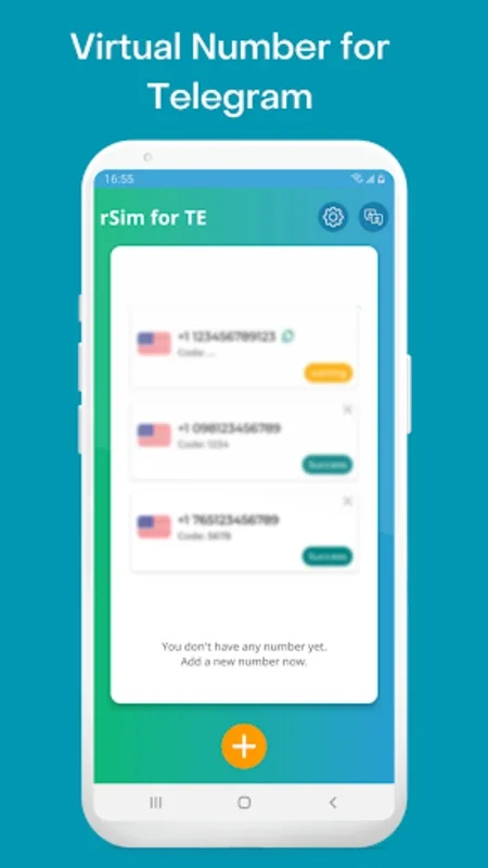 rSim for TE for Android - Secure Telegram Number Solution