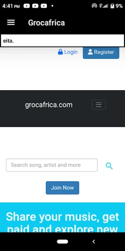 Grocafrica for Android - Share and Discover Music