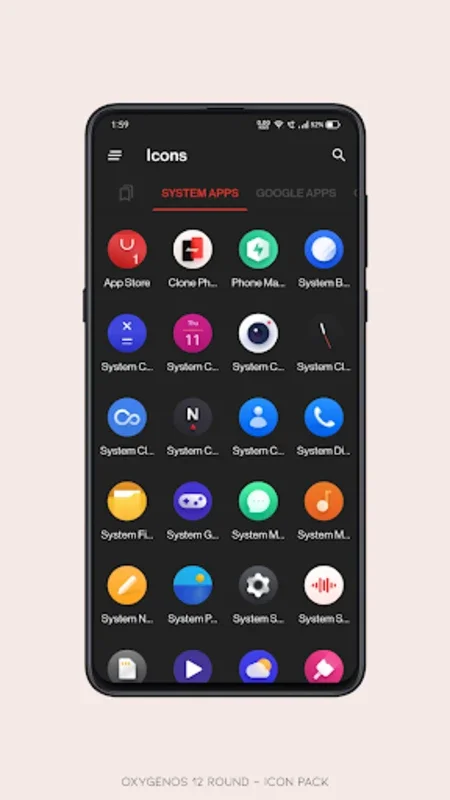 OxygenOS 12 round - icon pack for Android - Enhance Your Device's Look