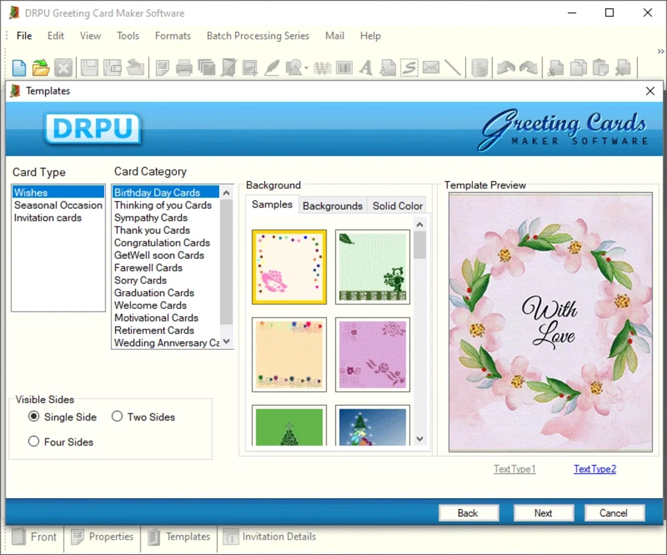 Greeting Cards Printing Application for Windows - Customize Cards