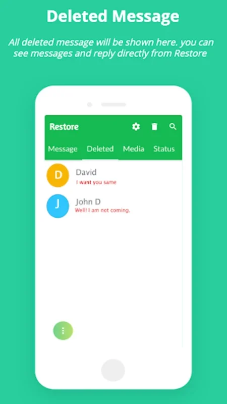 Restore : Recover Deleted mess for Android - Recover Messages and Media Privately