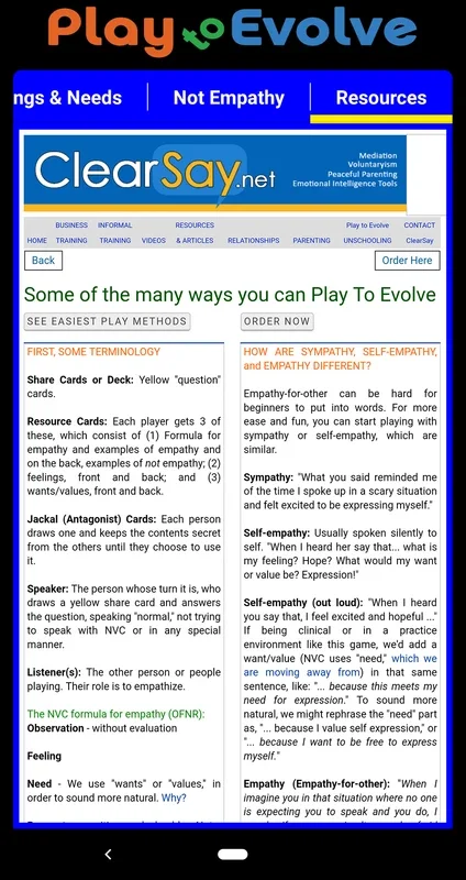 NVC Play to Evolve for Android - Transformative Game Experience