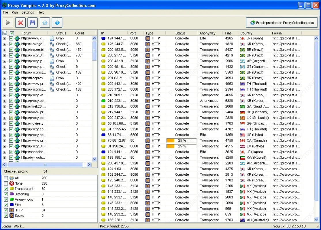 Proxy Vampire for Windows - Free Proxy Detection Tool