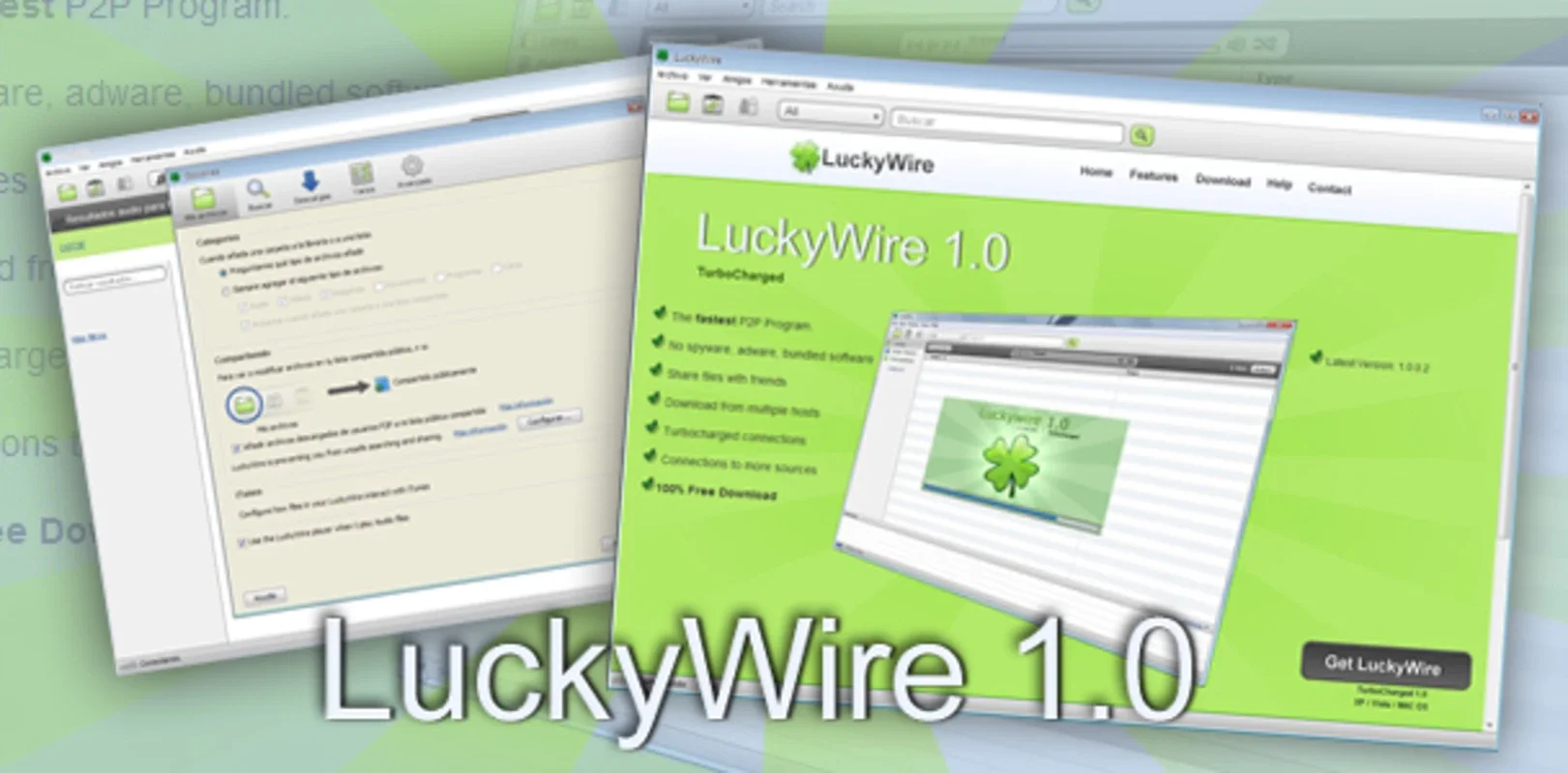 LuckyWire for Windows - Free P2P Download Service