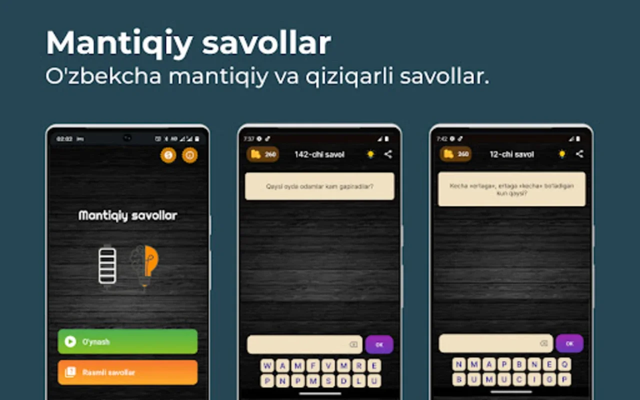 Mantiqiy savollar for Android - No Downloading Needed