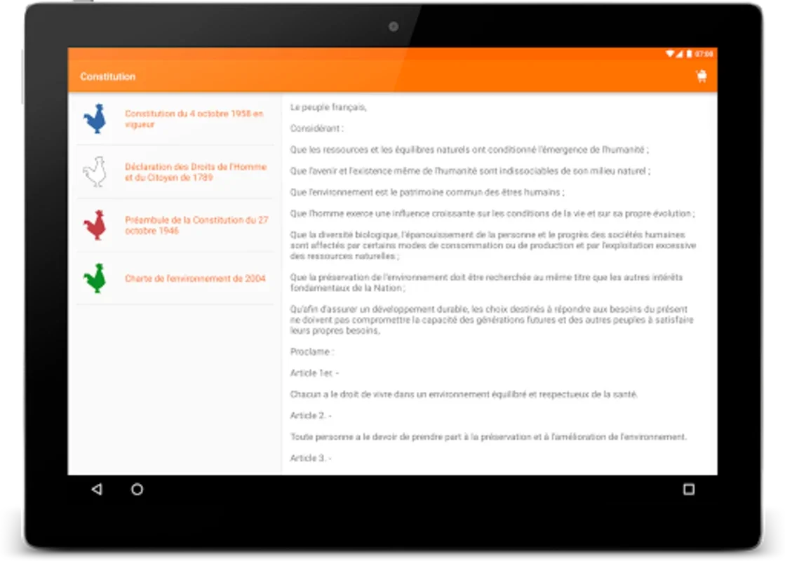 La Constitution française for Android: Access Legal Knowledge