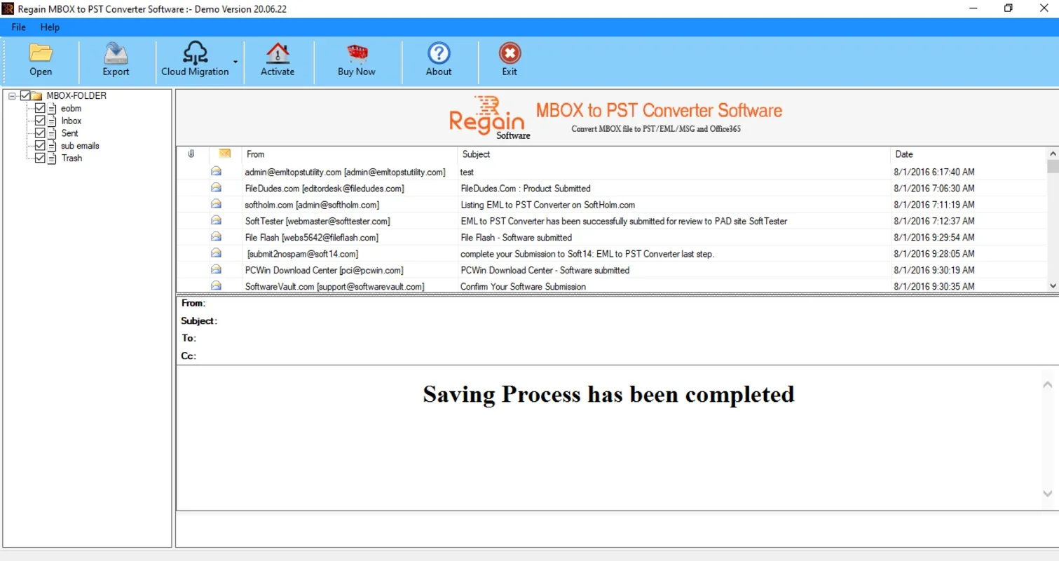 Regain MBOX to PST Converter for Windows - Effortless Conversion