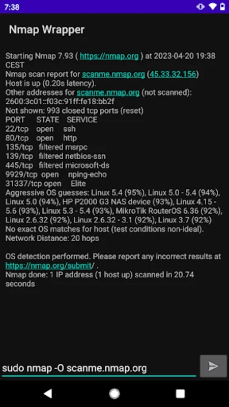 Nmap Wrapper for Android - Android Network Scanning Tool