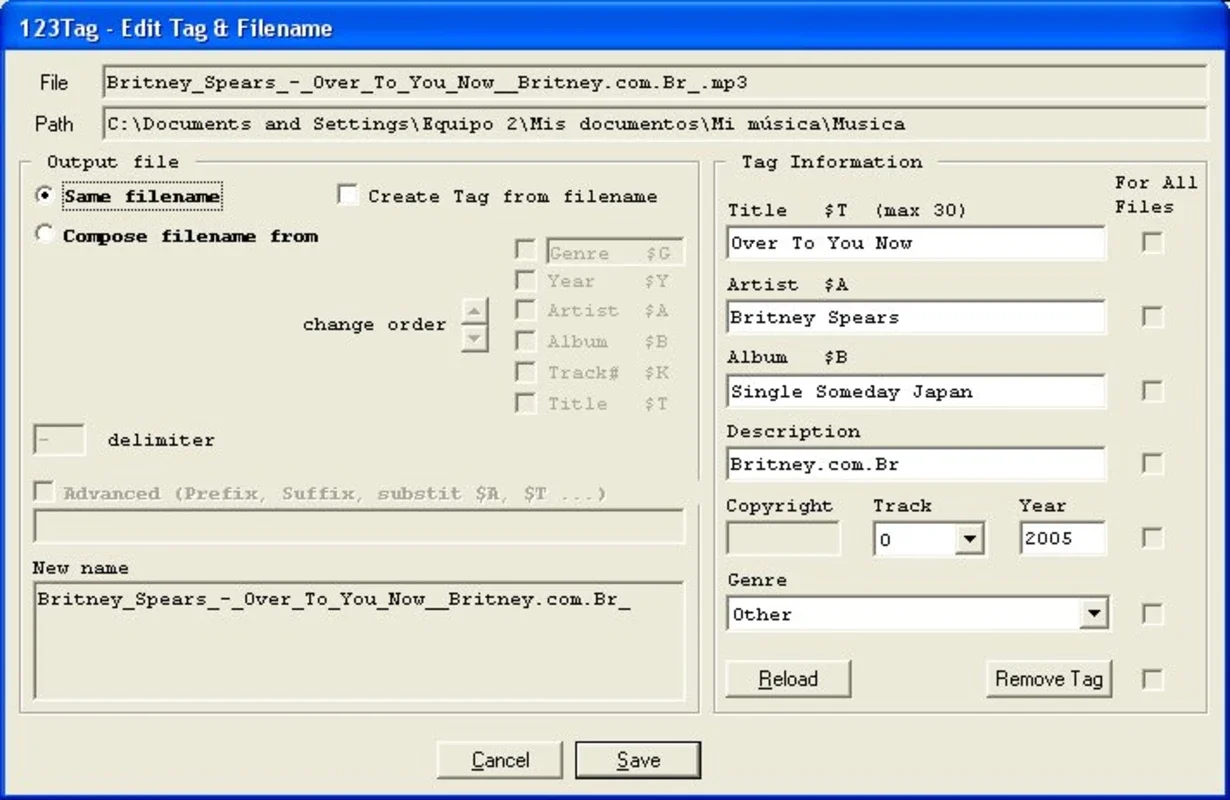 123Tag for Windows - Modify MP3 Tags Easily