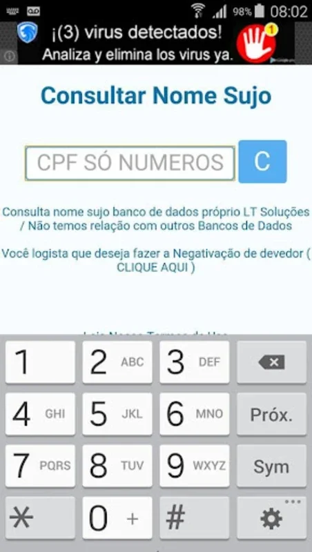 Consultar CPF SUJO for Android - Check Financial Data