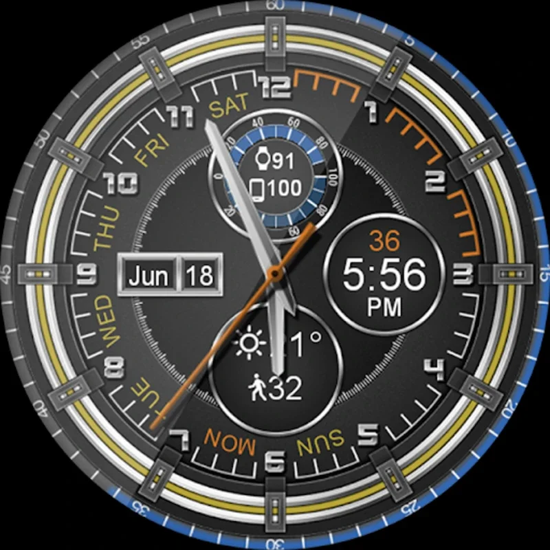 Chrono Flat HD Watch Face for Android - Customizable & Functional