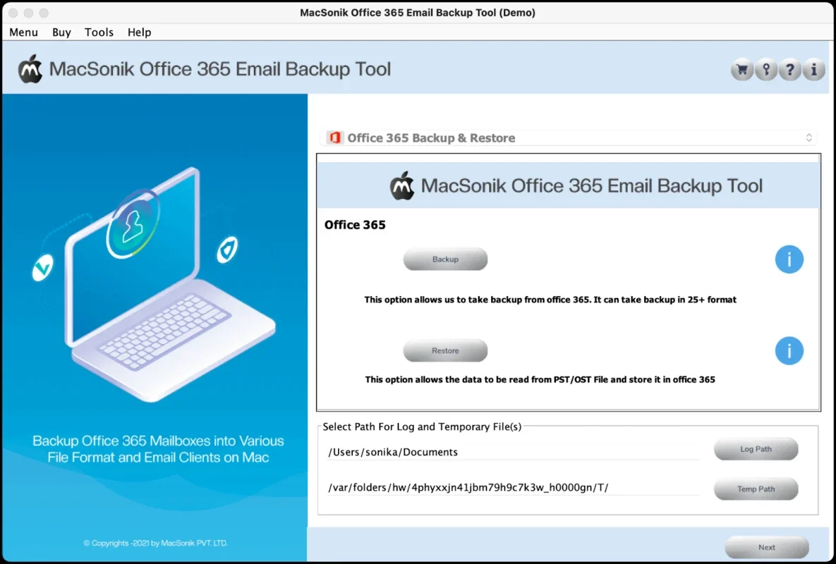 MacSonik Office 365 Backup Tool for Mac - Reliable Backup Solution