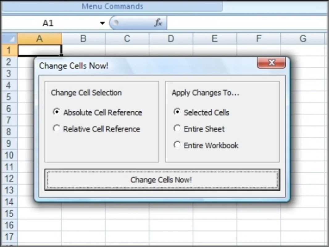 Excel Change Absolute References to Relative References and Relative to Absolute in Multiple Cells Software for Windows