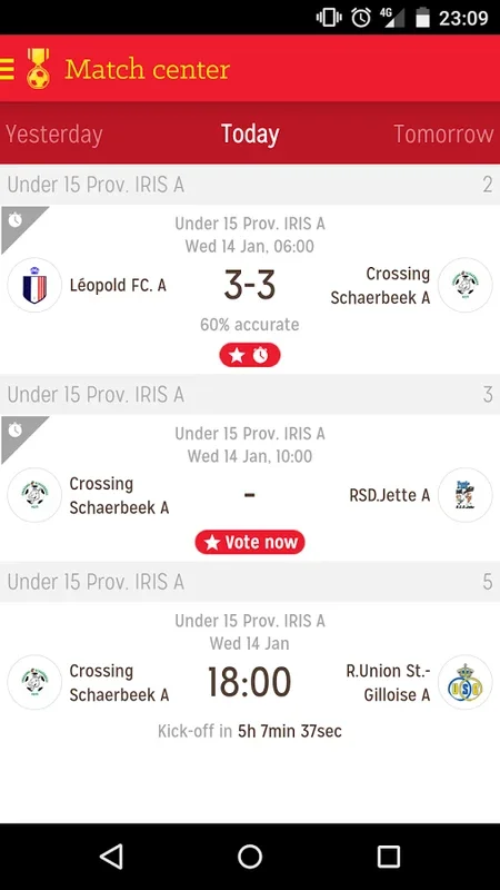 BBF for Android - Follow Belgian Soccer Matches