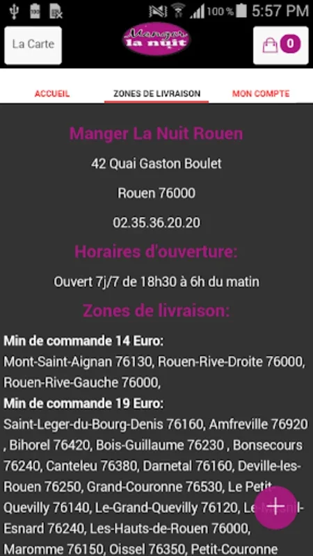 Manger La Nuit Rouen for Android - Late-Night Food Delivery