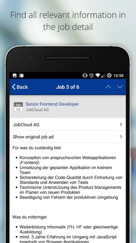 Jobs.ch for Android - Swiss Job Search App with 60,000+ Listings