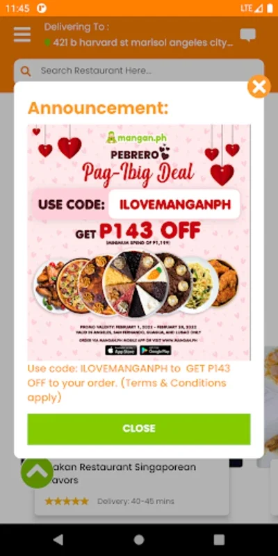 Mangan.ph for Android - Convenient Local Food Delivery