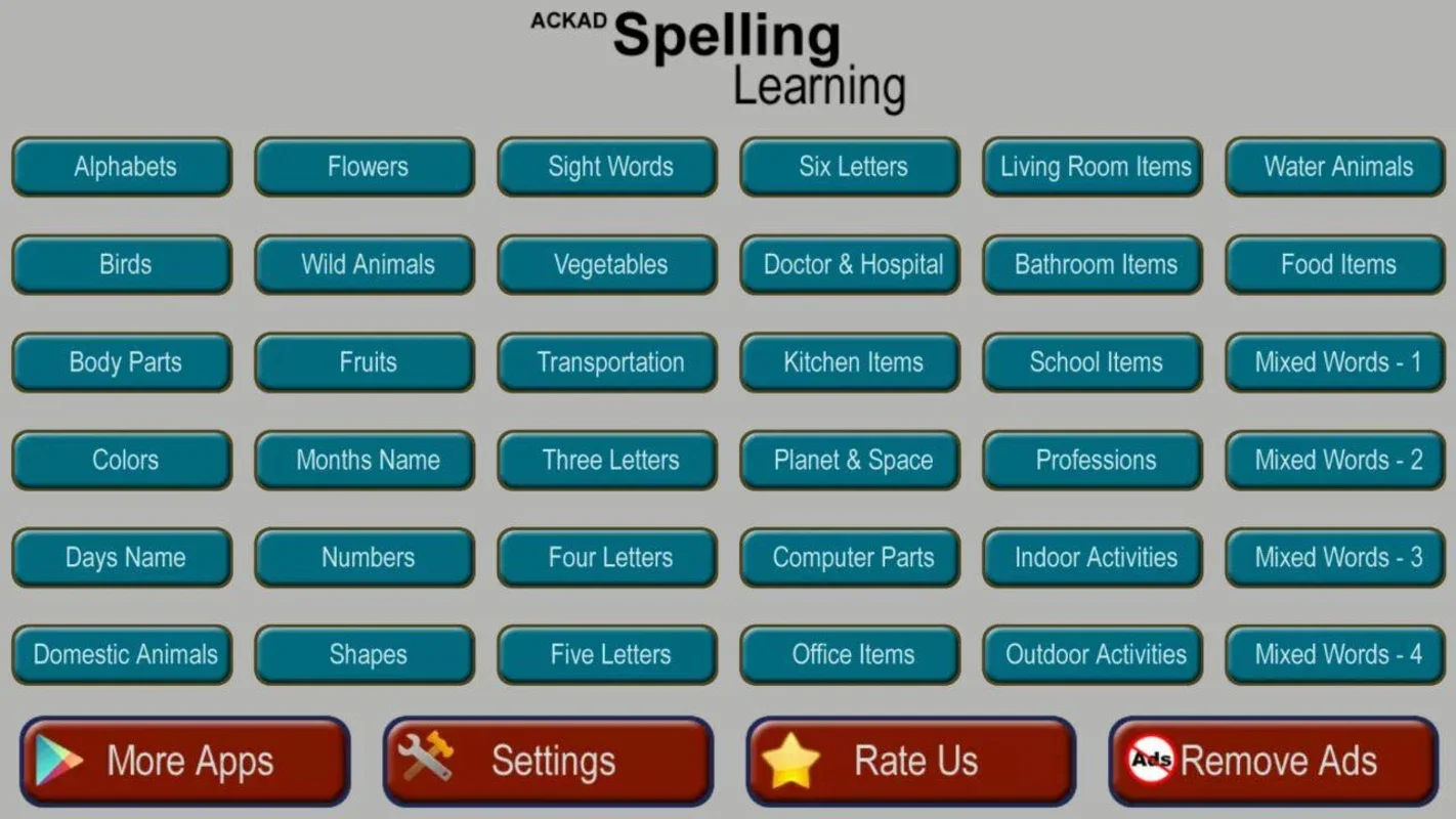 ACKAD Kids Spelling Learning for Android: Enhance Spelling Skills