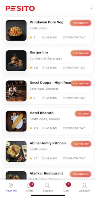 Pesito for Android - Wide Food Delivery in Towns