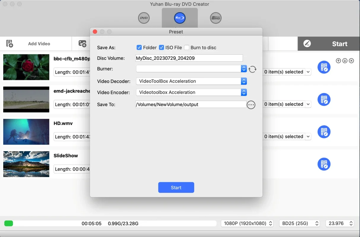 Yuhan Blu-ray DVD Creator for Mac - Create High-Quality Discs