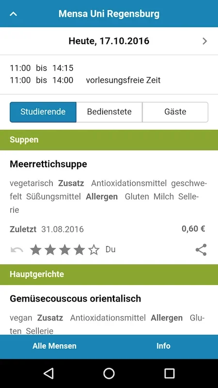 Mensa Regensburg for Android: Campus Dining Made Easy