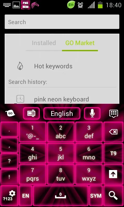 Pink Neon Keyboard GO for Android - Unlock Artistic Typing