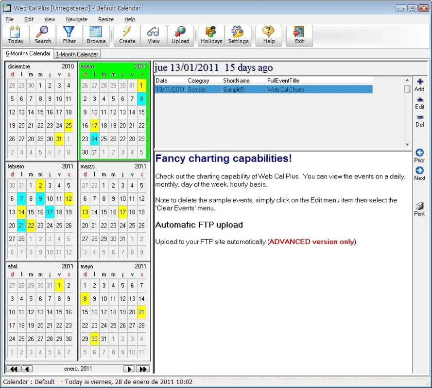 Web Cal Plus: Create and Upload HTML Calendars Directly - Windows