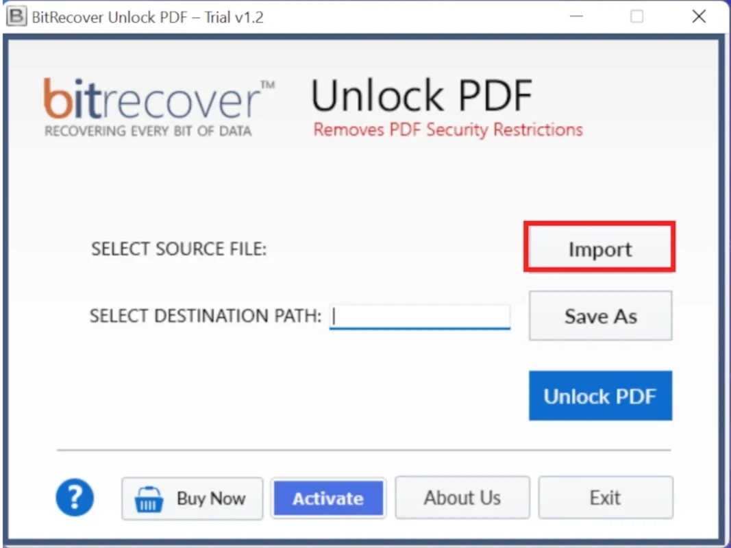 BitRecover Unlock PDF for Windows - Unlock PDF Security Easily