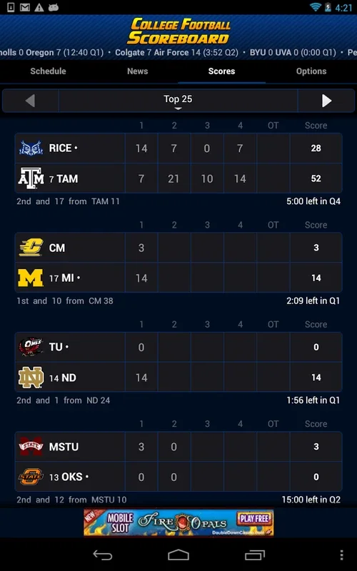 College Football Scoreboard for Android - Stay Connected with Live Scores