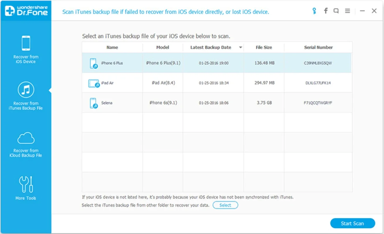 Wondershare Dr.Fone for iOS for Mac: Recover iOS Data