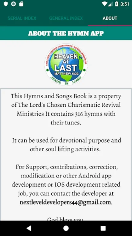 The Lord's Chosen Hymns And So for Android - Spiritual Hymnal App